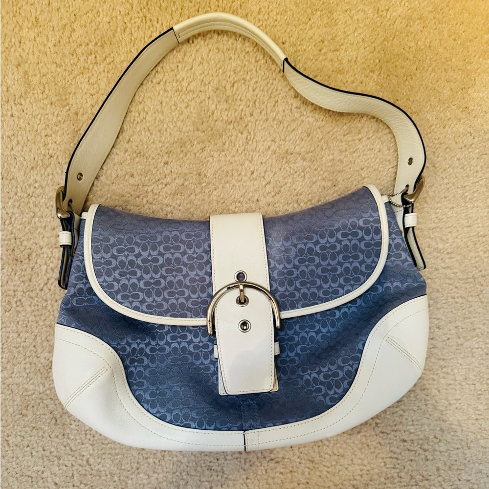 Coach Vintage Blue and Cream Shoulder Bag